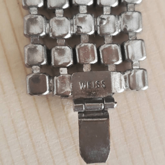 Weiss Vintage Black‎ Icy Rhinestone Bracelet Silver Tone Black & Clear Crystals - Picture 7 of 9